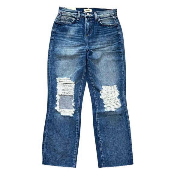 L'Agence Paris Adele Stove Pipe Jeans Size 24 High Rise Distressed Cropped NWT - Picture 1 of 12